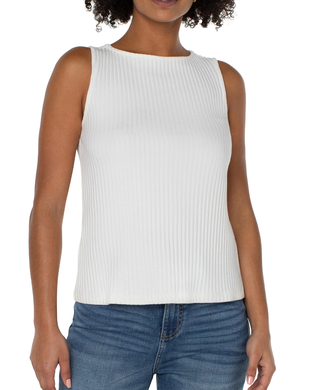 SLEEVELESS BOAT NECK RIB KNIT TOP plus-size - AMOUR781