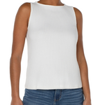 SLEEVELESS BOAT NECK RIB KNIT TOP plus-size - AMOUR781