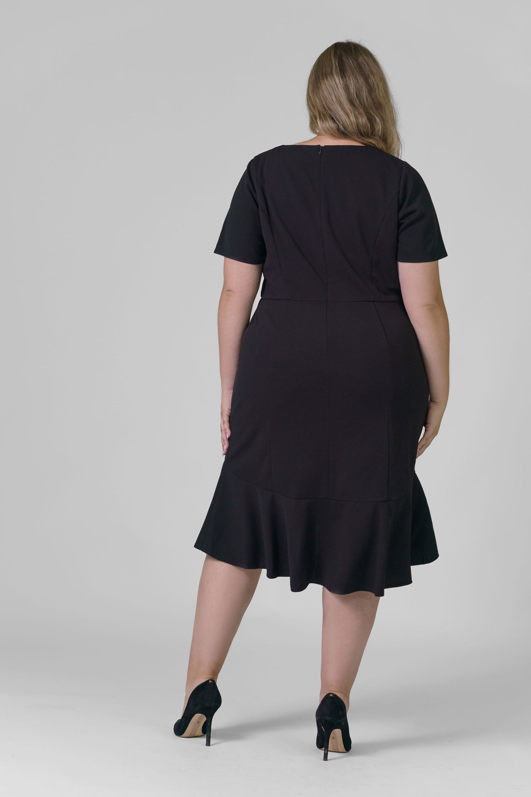 plus size black pencil dress Karen Millen Plus Size Tailored Linen Statement Button Front Pencil Midi Dress in Black