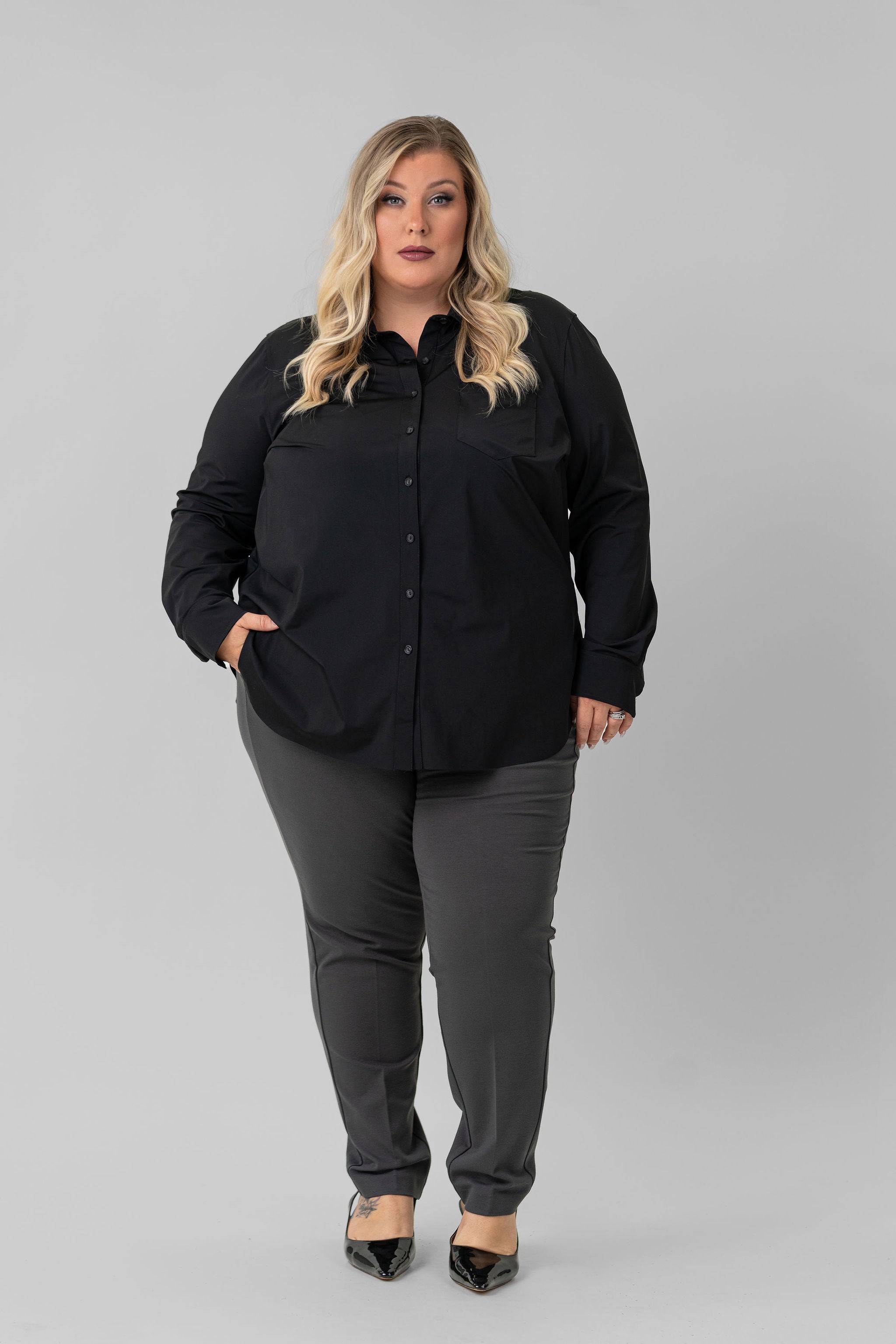 SCHIFFER BUTTON DOWN plus-size - AMOUR781