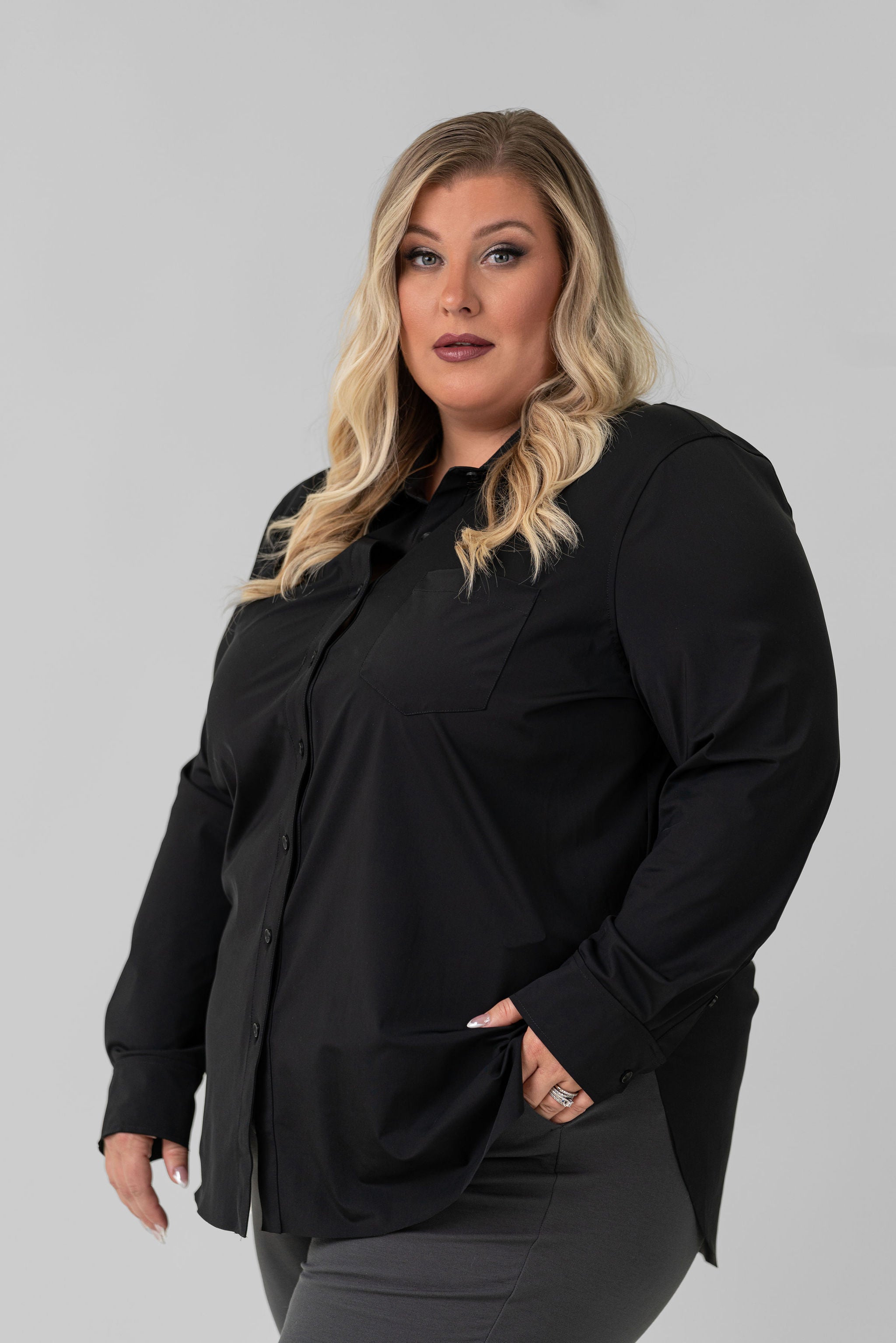 SCHIFFER BUTTON DOWN plus-size - AMOUR781