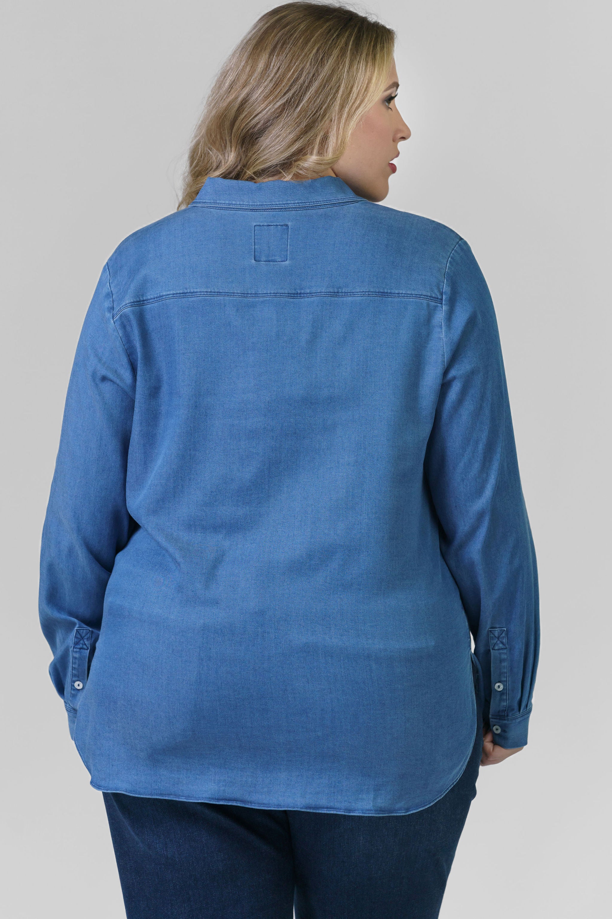 DREW STRETCH CHAMBRAY SHIRT plus-size - AMOUR781
