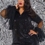 SEQUIN GEORGETTE DRESS plus-size - AMOUR781