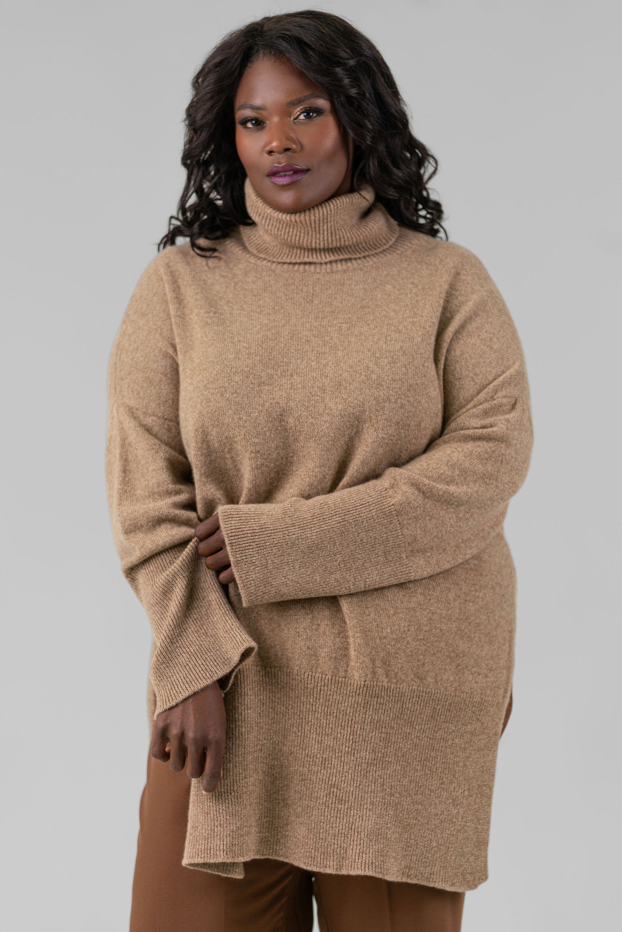 LONG LOOSE SWEATER IN WOOL AND CASHMERE - GALICE plus-size - AMOUR781
