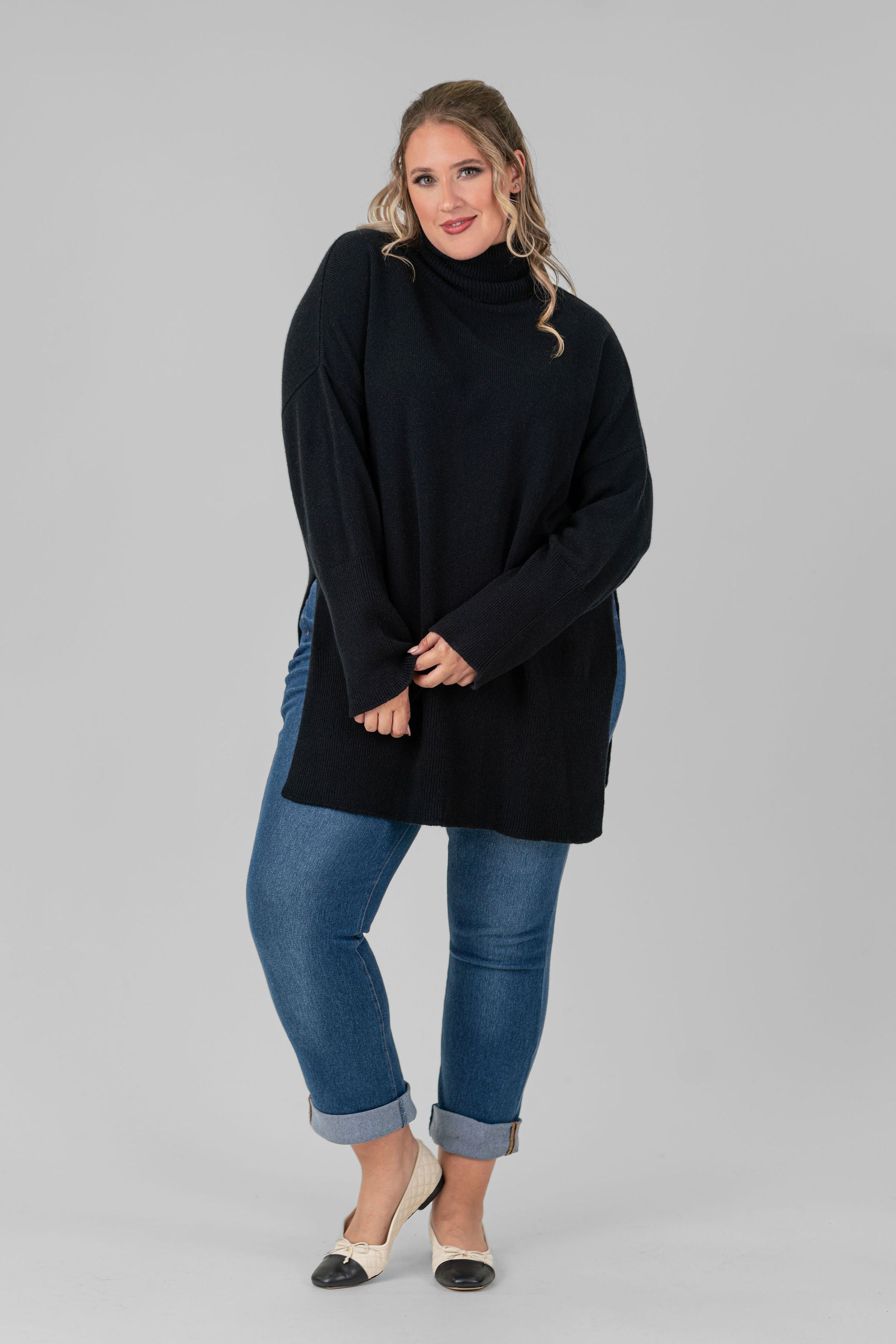 LONG LOOSE SWEATER IN WOOL AND CASHMERE plus-size - AMOUR781