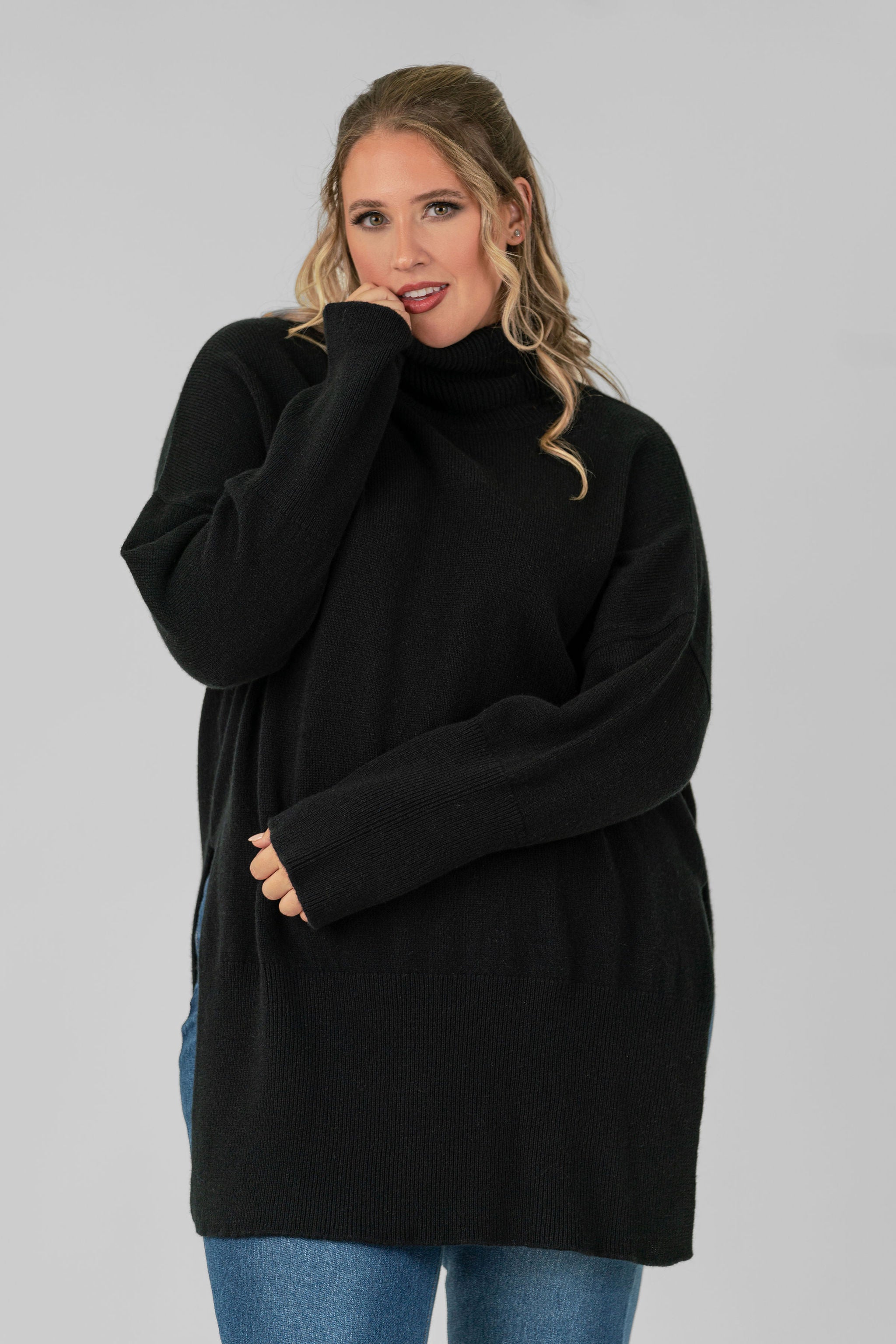 LONG LOOSE SWEATER IN WOOL AND CASHMERE plus-size - AMOUR781