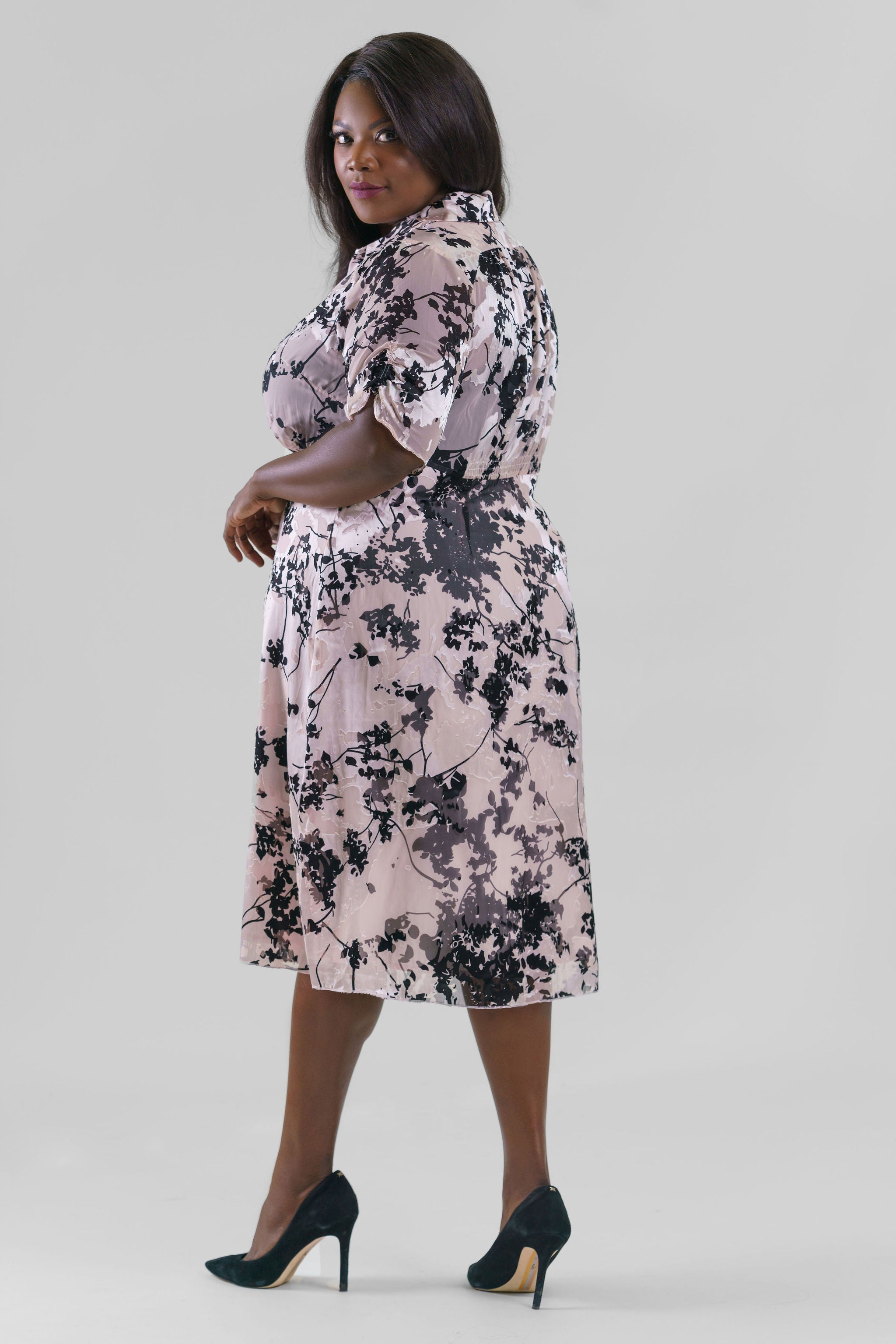 FLORAL BURNOUT DRESS plus-size - AMOUR781