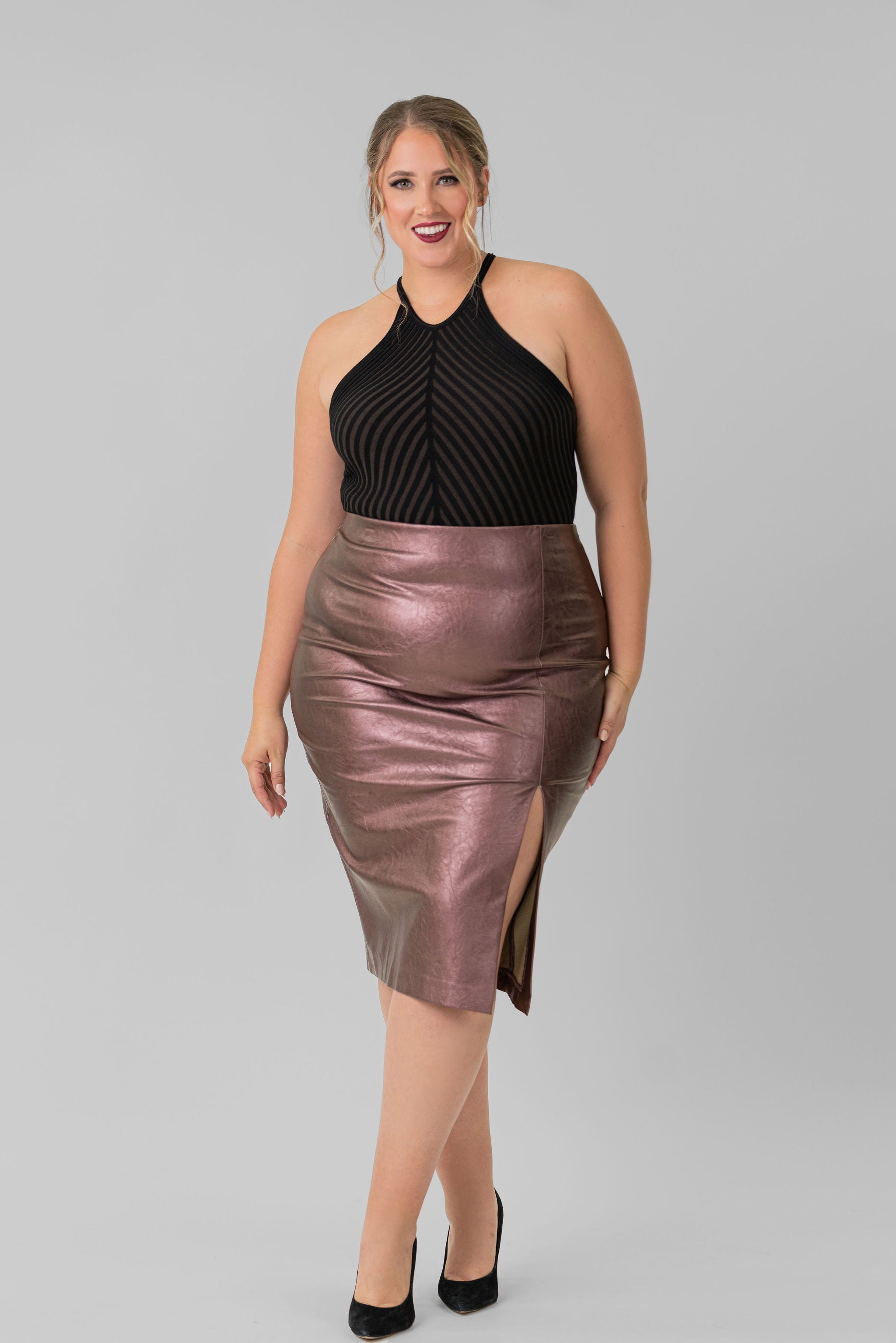 METALLIC STRETCH SKIRT plus-size - AMOUR781