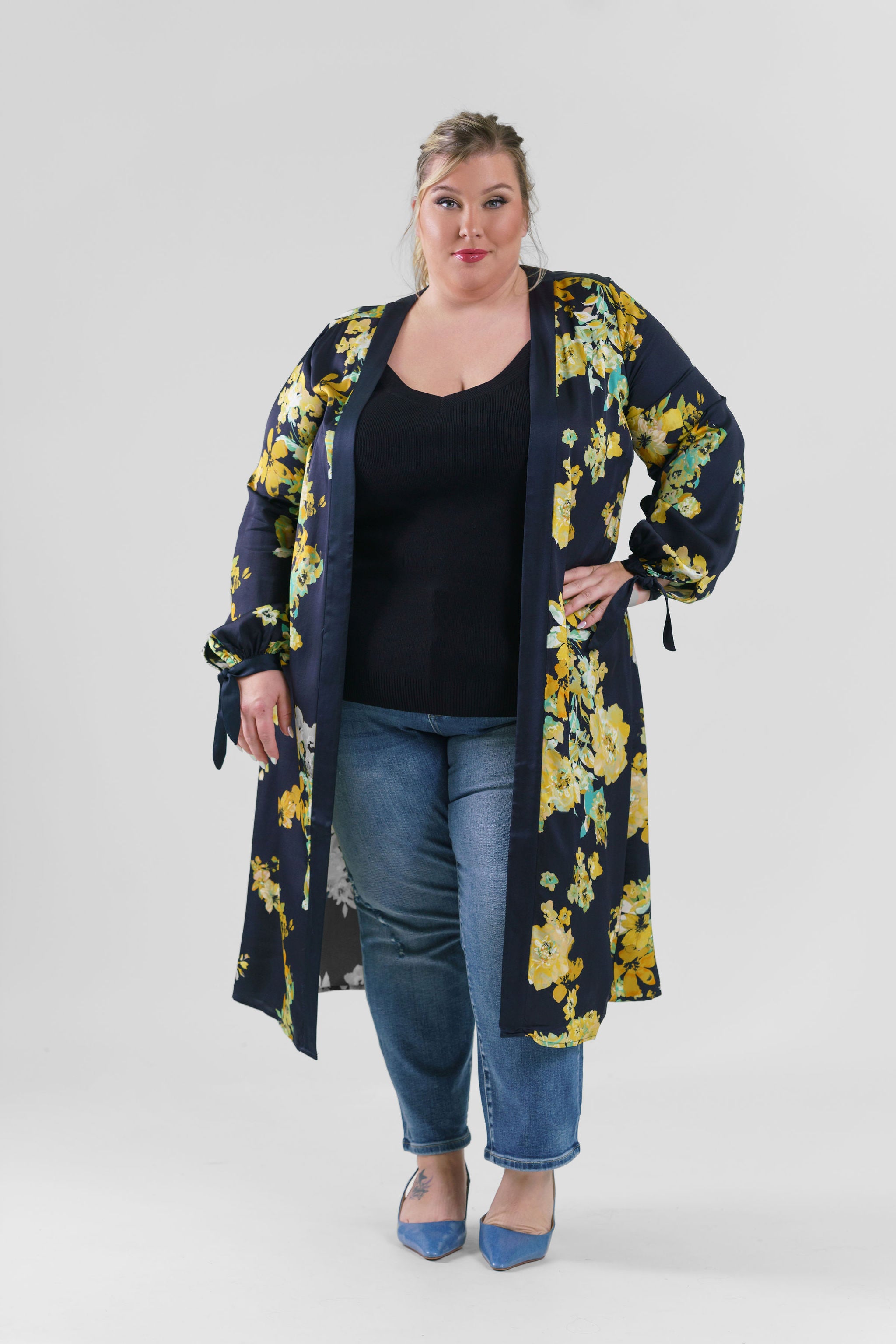 PRINTED FLORAL DUSTER plus-size - AMOUR781