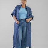 COLLARED BUTTON UP MAXI DUSTER plus-size - AMOUR781