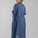 COLLARED BUTTON UP MAXI DUSTER plus-size - AMOUR781