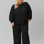 PLEATED TROUSER WITH LACE TRIM plus-size - AMOUR781