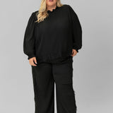 PLEATED TROUSER WITH LACE TRIM plus-size - AMOUR781