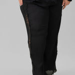 PLEATED TROUSER WITH LACE TRIM plus-size - AMOUR781