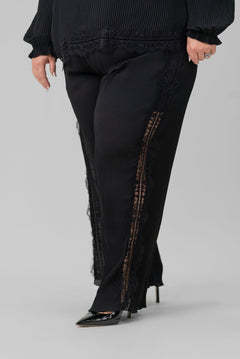 PLEATED TROUSER WITH LACE TRIM plus-size - AMOUR781