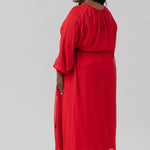 RED LONG SLEEVE GEORGETTE DRESS plus-size - AMOUR781