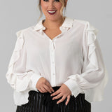 RUFFLED SLEEVE TOP plus-size - AMOUR781