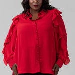 RUFFLED SLEEVE TOP plus-size - AMOUR781