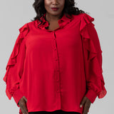 RUFFLED SLEEVE TOP plus-size - AMOUR781