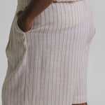 STRIPPED LINEN BLEND SHORTS plus-size - AMOUR781