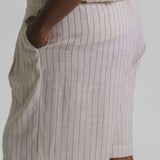 STRIPPED LINEN BLEND SHORTS plus-size - AMOUR781