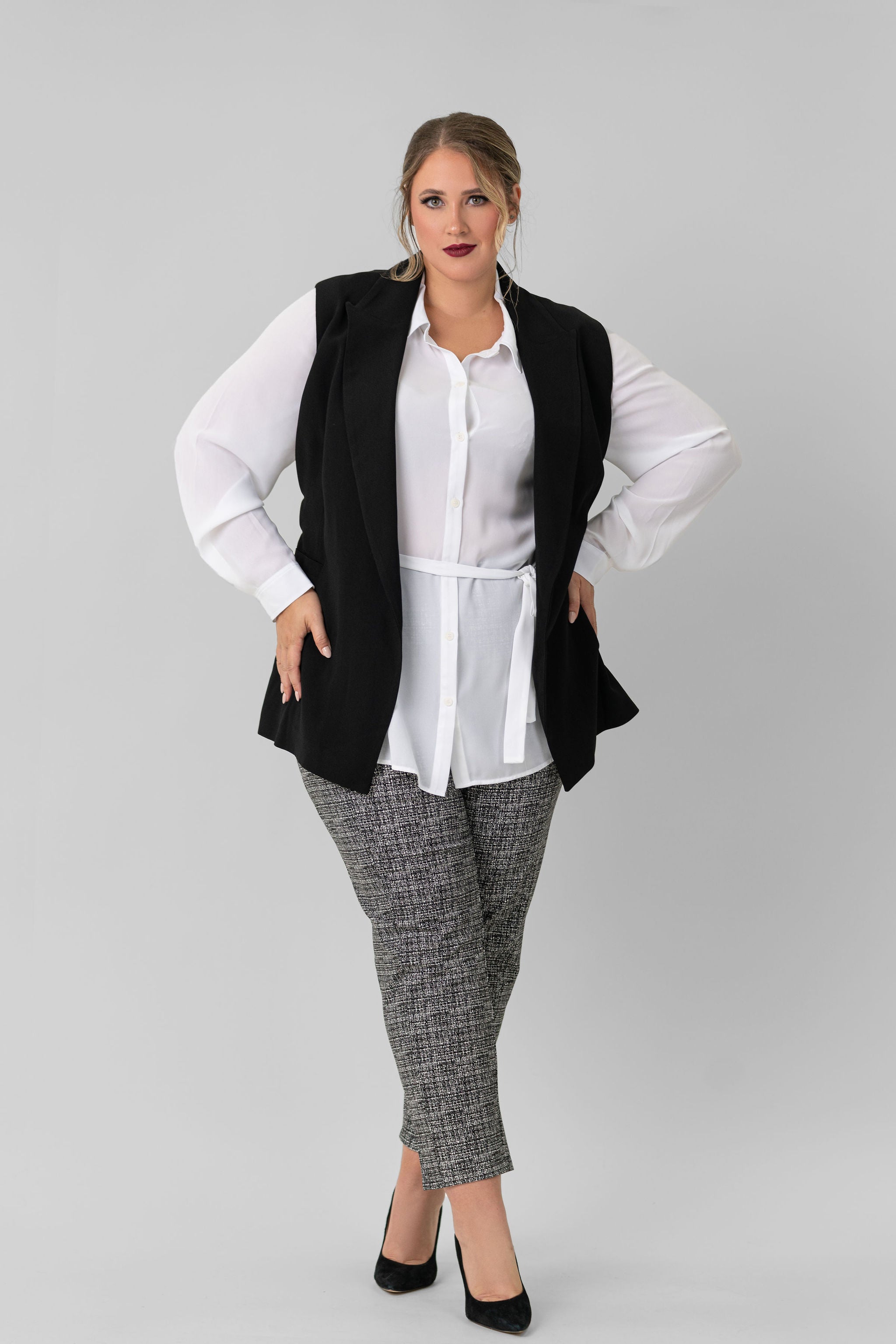 VEST WITH BELT plus-size - AMOUR781