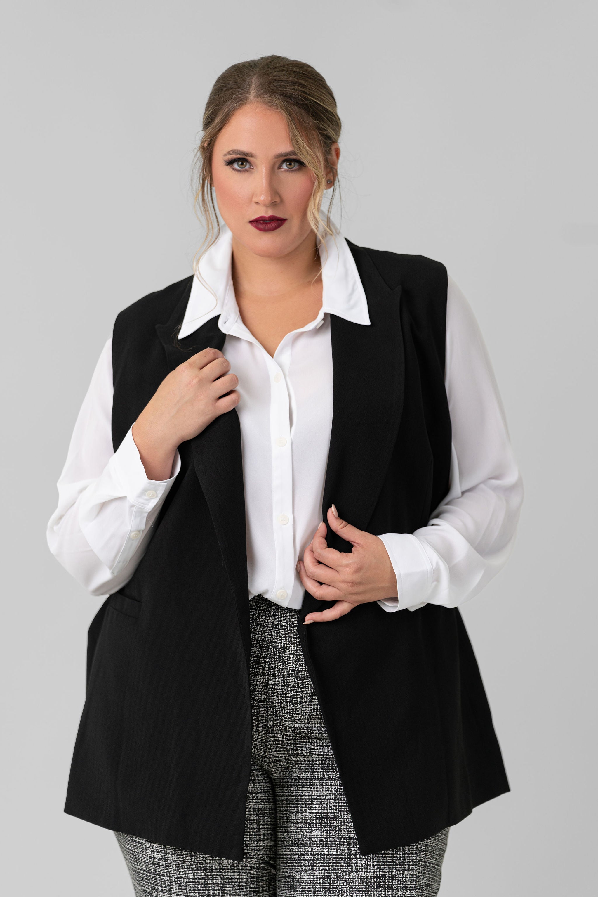 VEST WITH BELT plus-size - AMOUR781