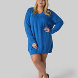 FLUFFY V-NECK LONG JUMPER plus-size - AMOUR781