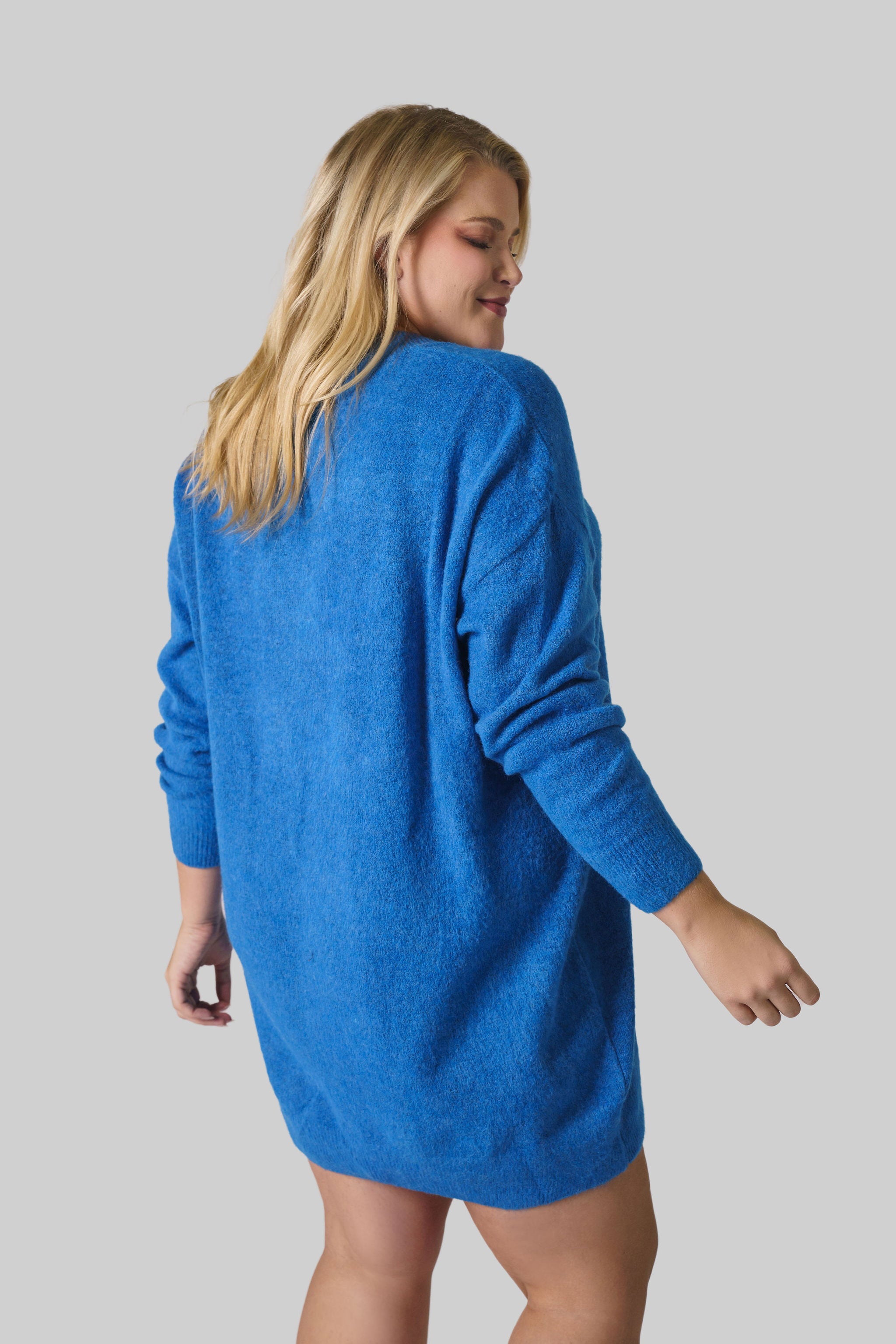 FLUFFY V-NECK LONG JUMPER plus-size - AMOUR781