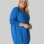 FLUFFY V-NECK LONG JUMPER plus-size - AMOUR781