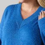 FLUFFY V-NECK LONG JUMPER plus-size - AMOUR781