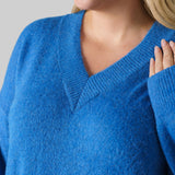 FLUFFY V-NECK LONG JUMPER plus-size - AMOUR781