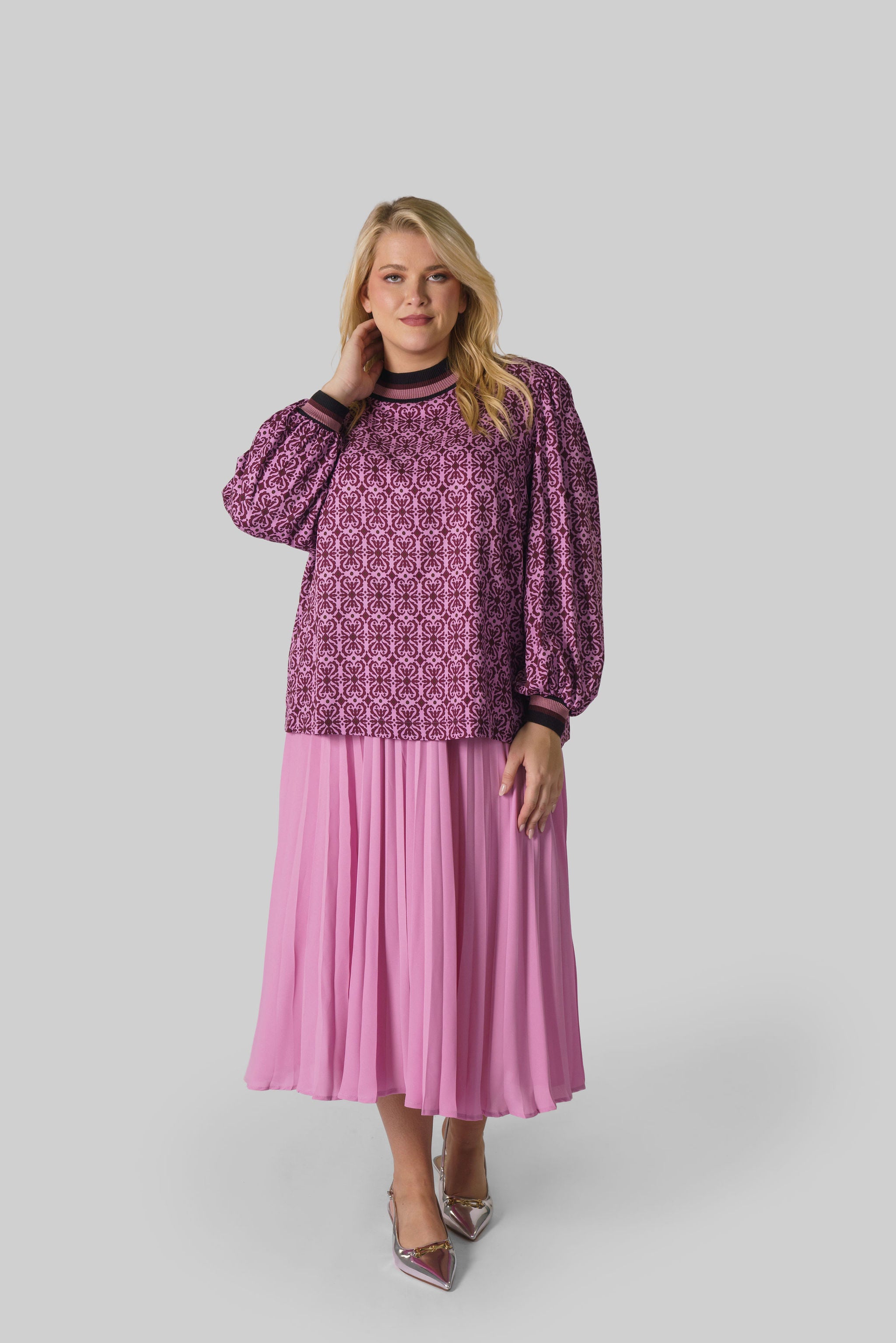 GEO PUFFY SLEEVE SHIRT plus-size - AMOUR781