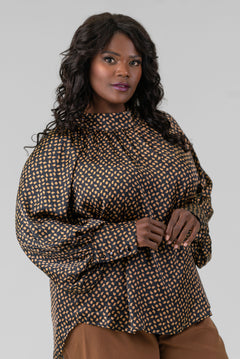 GOLD DIAMOND PRINT BLOUSE plus-size - AMOUR781