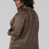 GOLD DIAMOND PRINT BLOUSE plus-size - AMOUR781