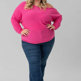 100% CASHMERE OFF THE SHOULDER TOP plus-size - AMOUR781