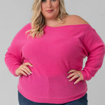 100% CASHMERE OFF THE SHOULDER TOP plus-size - AMOUR781