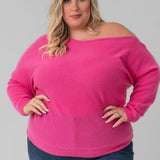 100% CASHMERE OFF THE SHOULDER TOP plus-size - AMOUR781