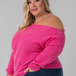 100% CASHMERE OFF THE SHOULDER TOP plus-size - AMOUR781