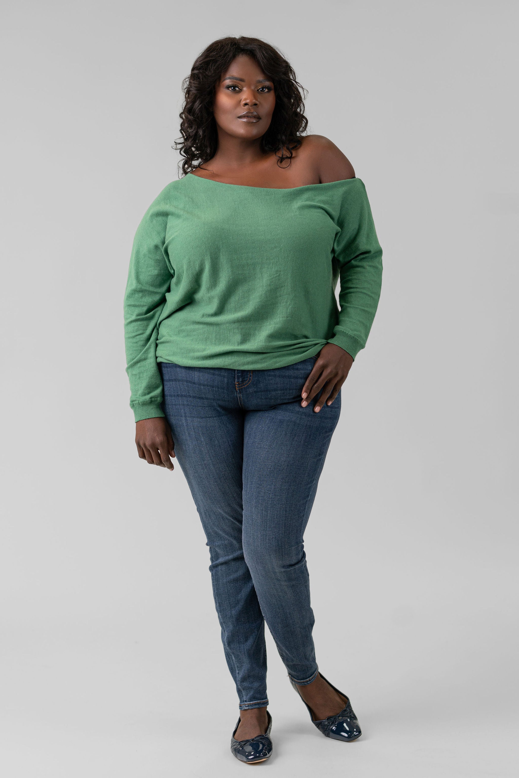 COTTON CASHMERE OFF-THE-SHOULDER plus-size - AMOUR781
