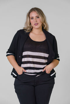 COTTON BLEND SHRUNKEN BLAZER plus-size - AMOUR781
