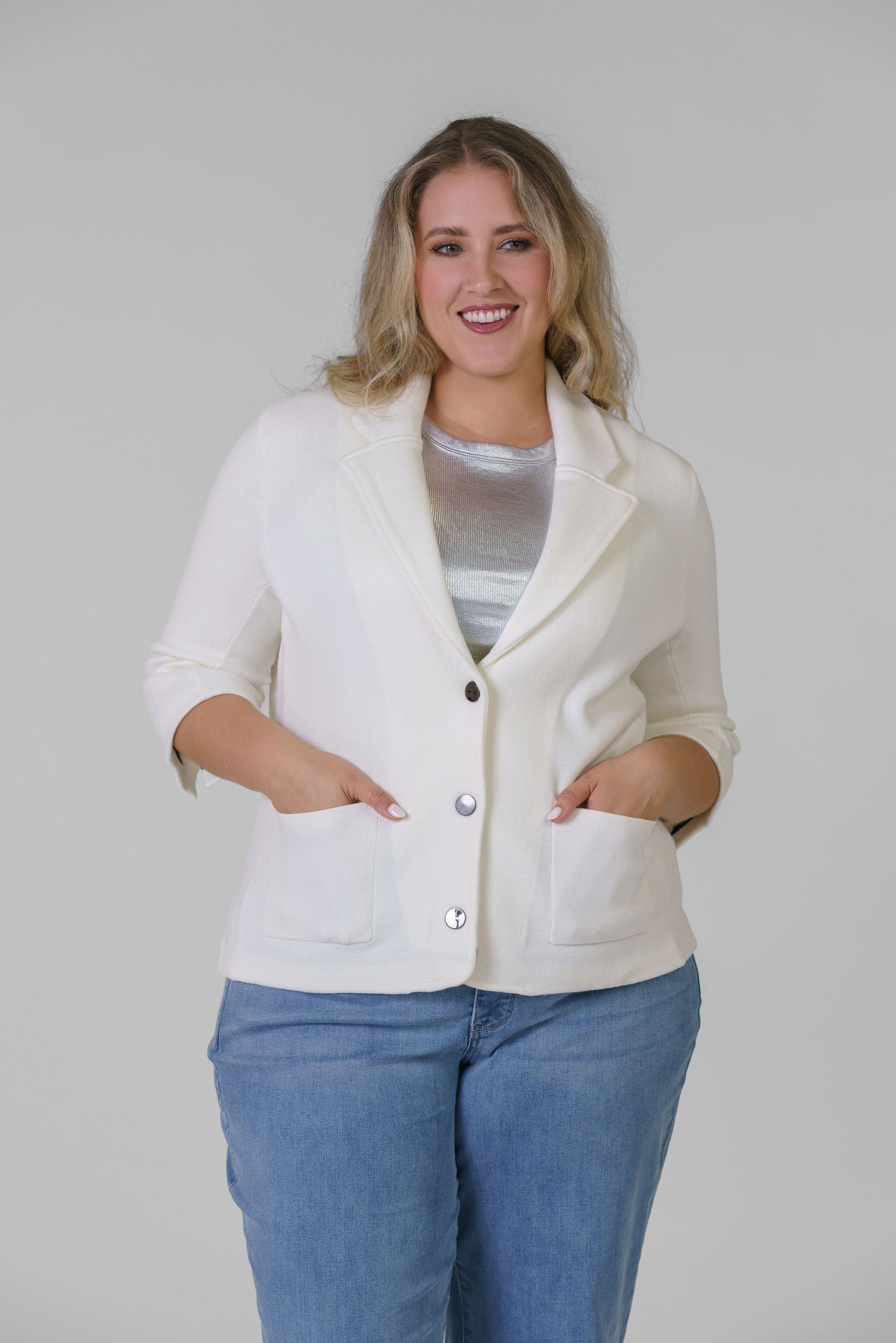 COTTON BLEND SHRUNKEN BLAZER plus-size - AMOUR781