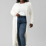 COTTON / CASHMERE BELTED RIBBED LONG CARDIGAN plus-size - AMOUR781