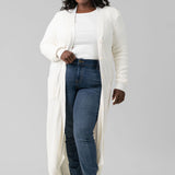 COTTON / CASHMERE BELTED RIBBED LONG CARDIGAN plus-size - AMOUR781
