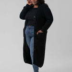 COTTON / CASHMERE BELTED RIBBED LONG CARDIGAN plus-size - AMOUR781