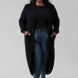 COTTON / CASHMERE BELTED RIBBED LONG CARDIGAN plus-size - AMOUR781