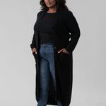COTTON / CASHMERE BELTED RIBBED LONG CARDIGAN plus-size - AMOUR781