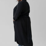 COTTON / CASHMERE BELTED RIBBED LONG CARDIGAN plus-size - AMOUR781