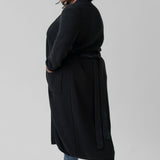 COTTON / CASHMERE BELTED RIBBED LONG CARDIGAN plus-size - AMOUR781