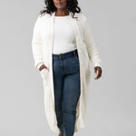 COTTON / CASHMERE BELTED RIBBED LONG CARDIGAN plus-size - AMOUR781